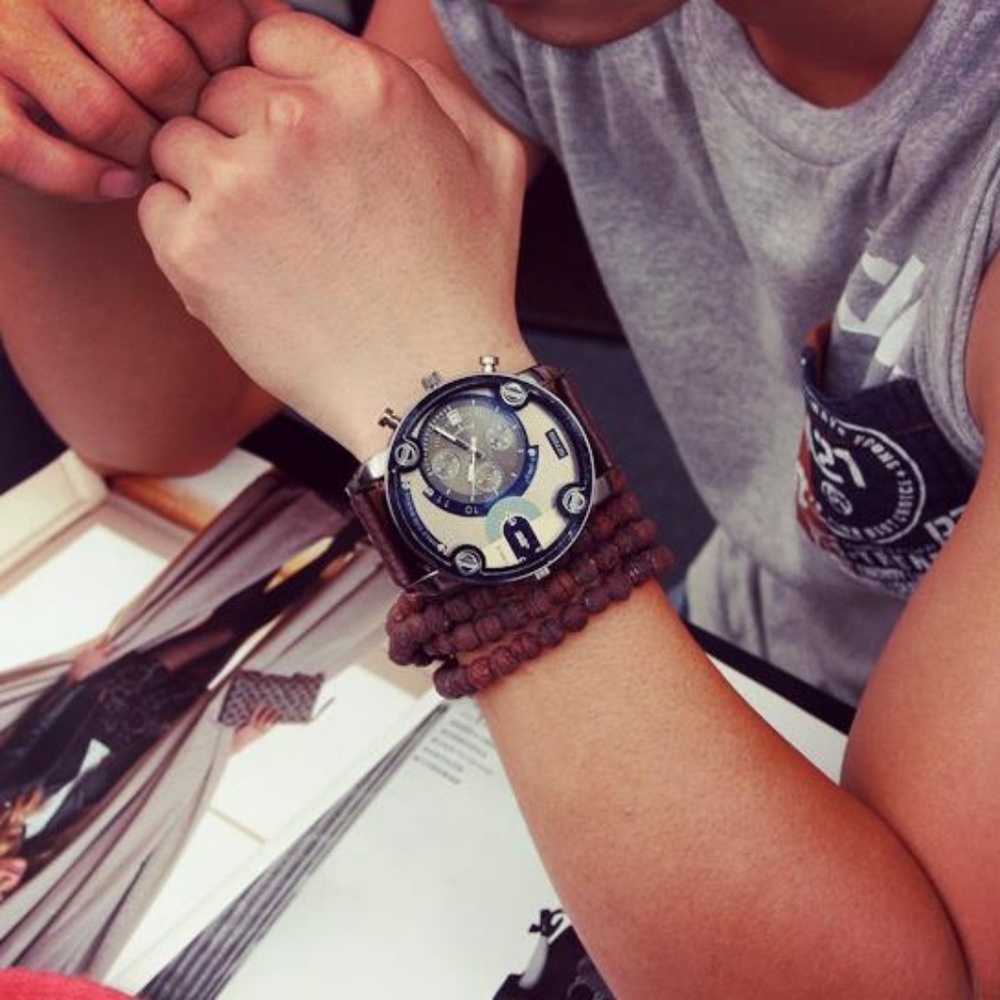 ⌚️NEW⌚️ Luxury Mens Calendar Leather Quartz Watch - Picture 2 of 7